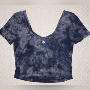 Lululemon Navy Tie-Dye V-Neck Crop Top
